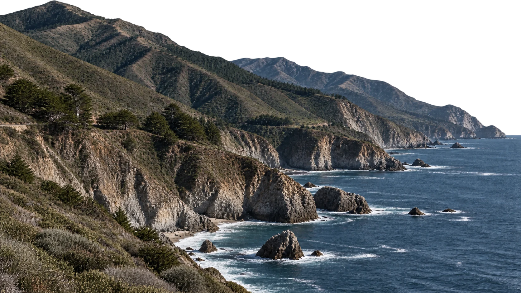 Generated Big Sur-inspired coastline